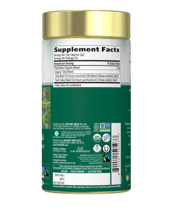 ORGANIC INDIA Tulsi Herbal Tea - Loose Leaf Holy Basil, Caffeine-Free, 3.5 oz Canister