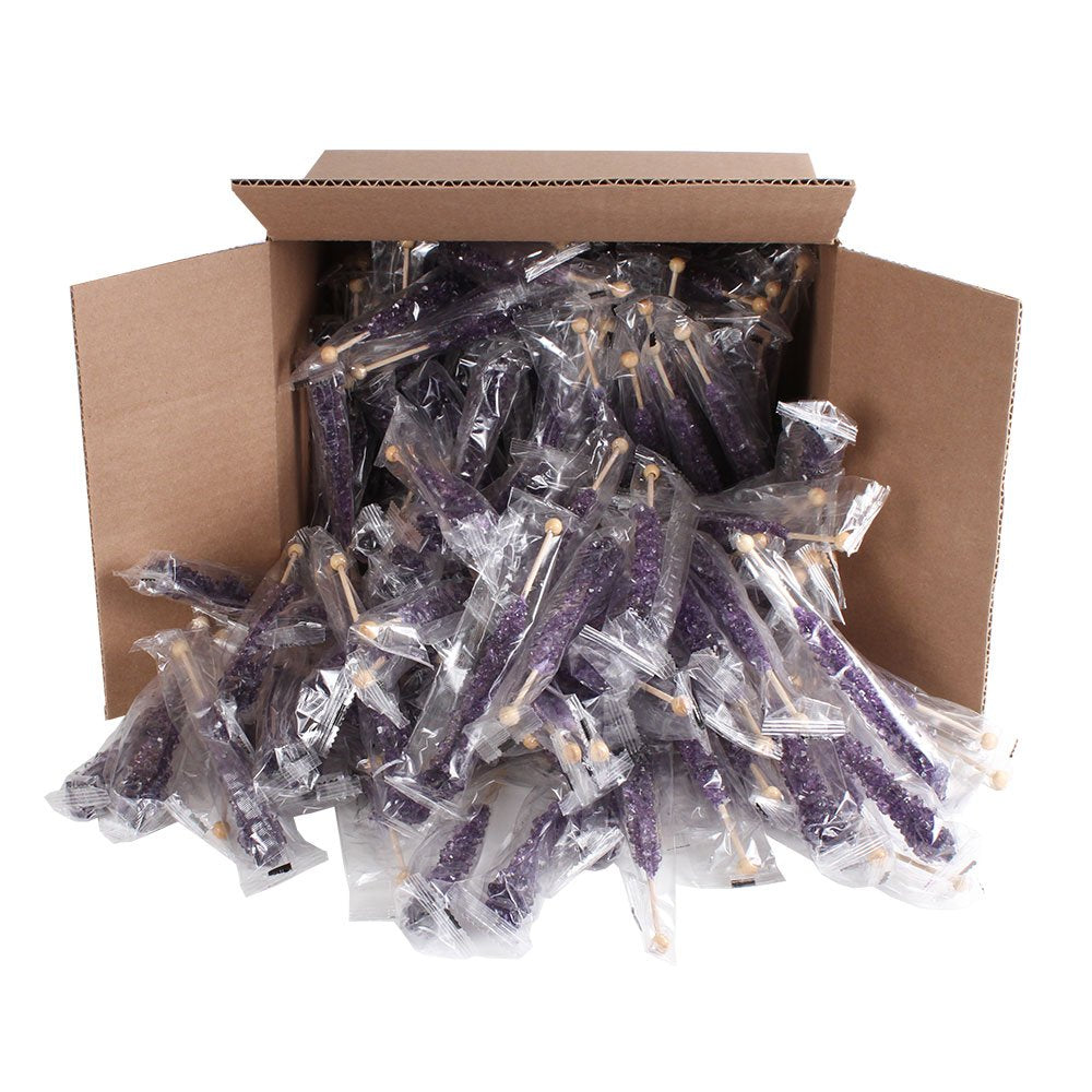 Espeez Extra Large Rock Candy Sticks - Purple - 144 Count - Individually Wrapped for Candy Buffets, Birthdays, Weddings, Baby Showers
