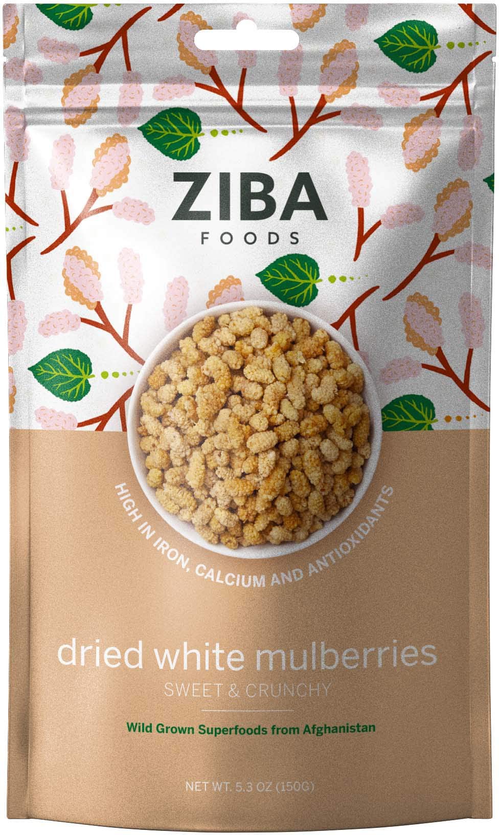 Ziba Foods Wild Grown Dried Mulberries | Non-GMO, Vegan, Whole 30 Friendly & Paleo, Dried Fruit | Wild Grown Superfood Naturally