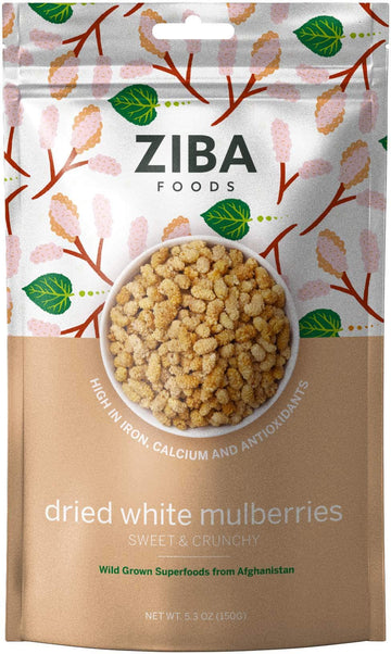 Ziba Foods Wild Grown Dried Mulberries | Non-GMO, Vegan, Whole 30 Friendly & Paleo, Dried Fruit | Wild Grown Superfood Naturally