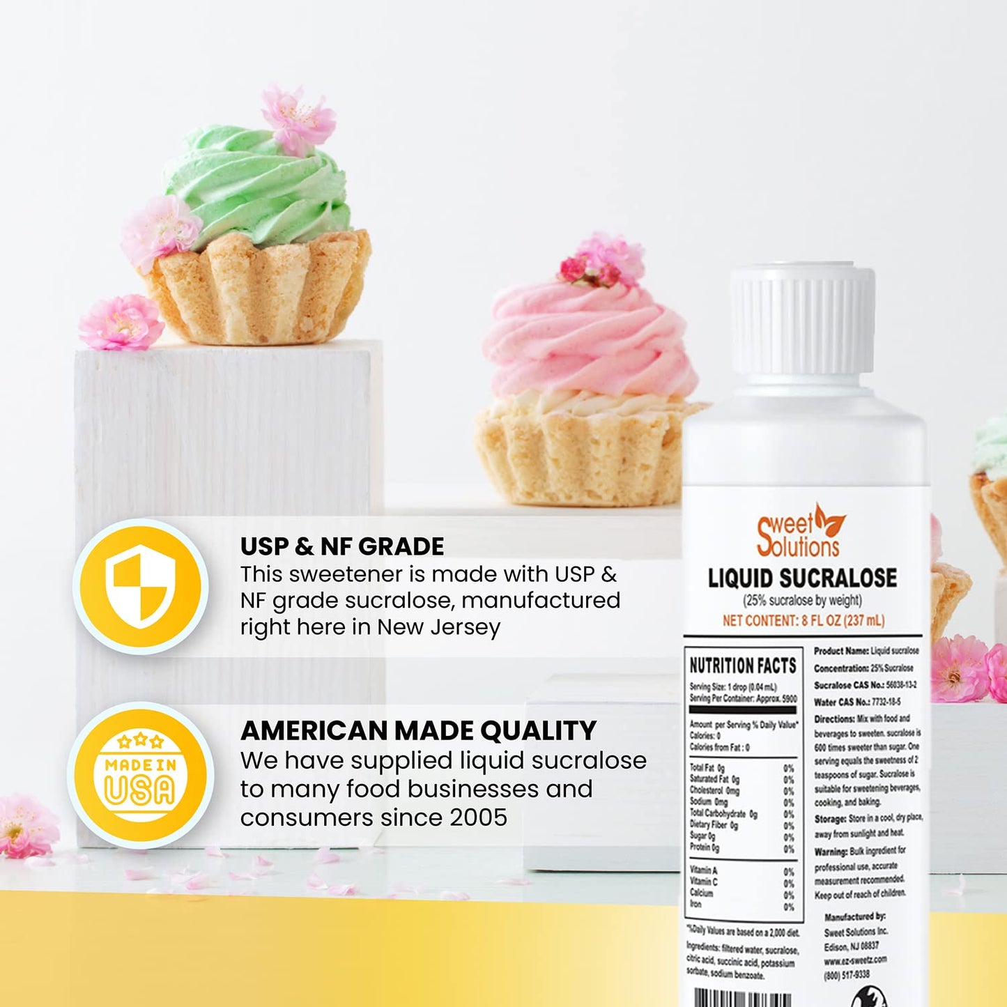 Concentrated Liquid Sucralose Sweetener, 25% Concentrated Sugar Alternative, 8 oz. Bulk for Drinks, Food, and Pastries, Zero Cal
