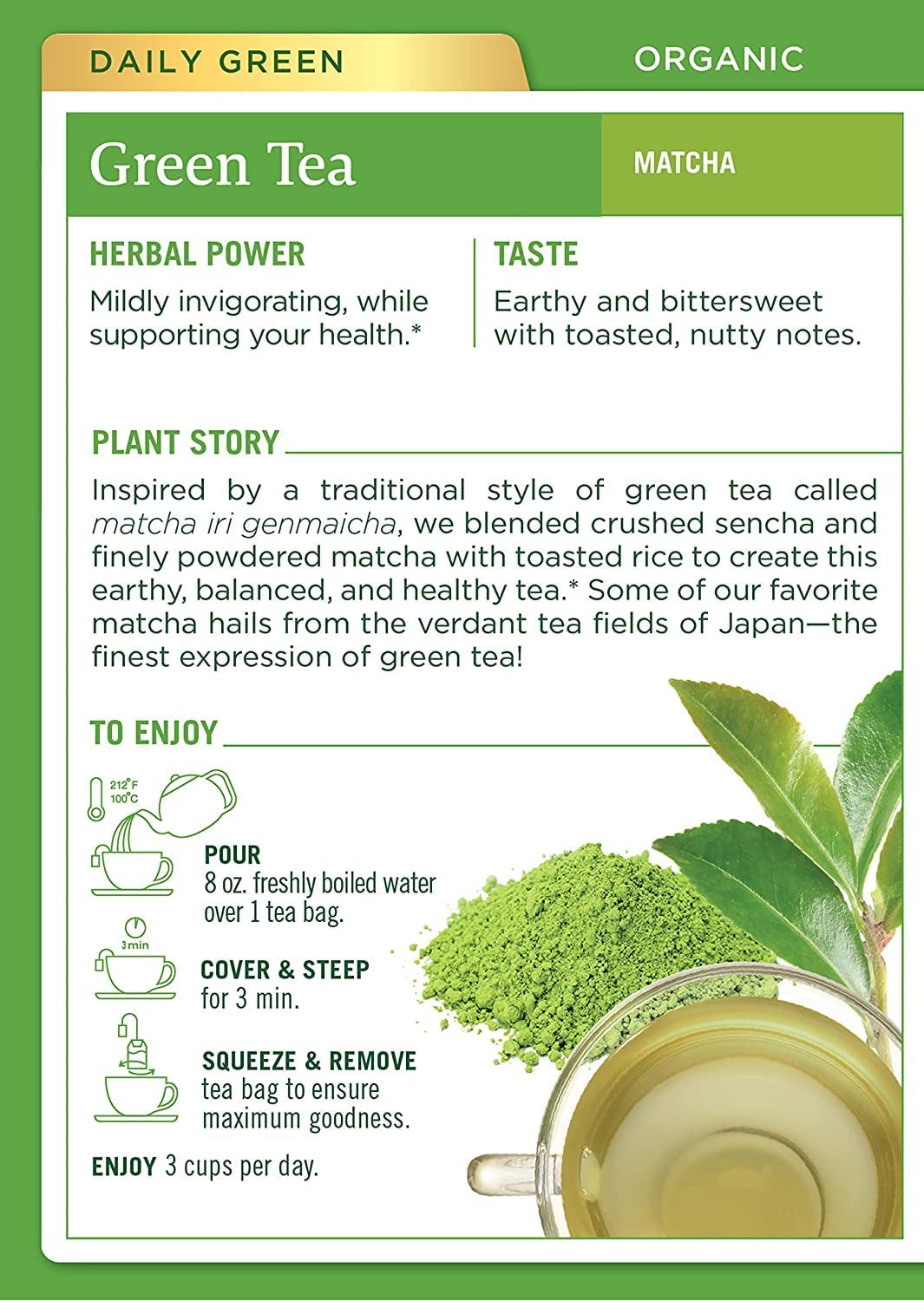 Traditional Medicinals Tea  Organic Green Tea Matcha  Genmaicha  Supports Health  Kosher  Non-GMO  Caffeine-Free  Compostable - 96 Tea Bags (6 Pack)