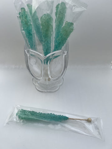 Classic Rock Candy Sticks, Sugar Rock Crystal Lollipops, Individually Wrapped (Pack Of 18, Light Blue Cotton Candy)