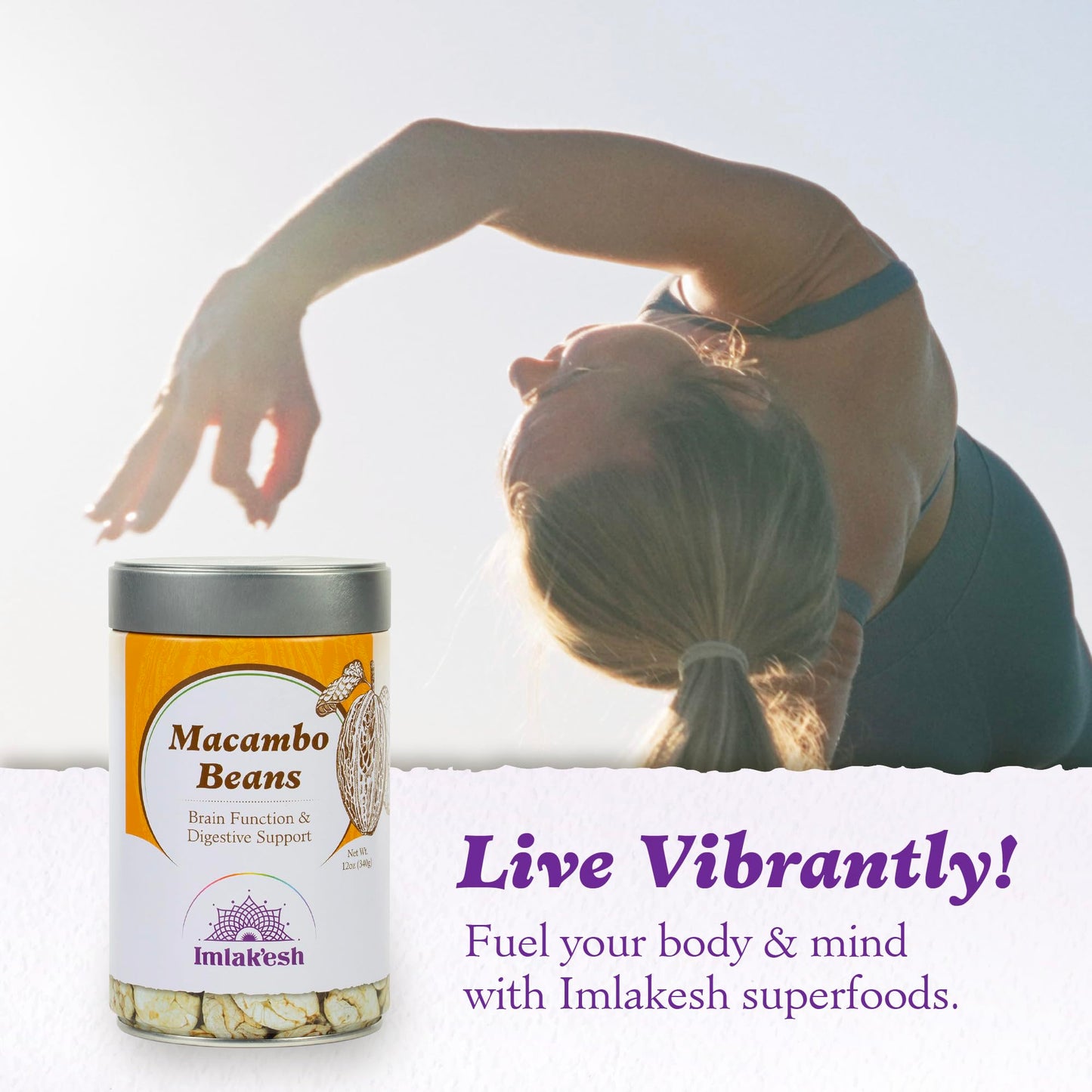 Imlakesh Organics Macambo Beans, Rainforest Nut, Metal Jar, 12oz, Model MC-014