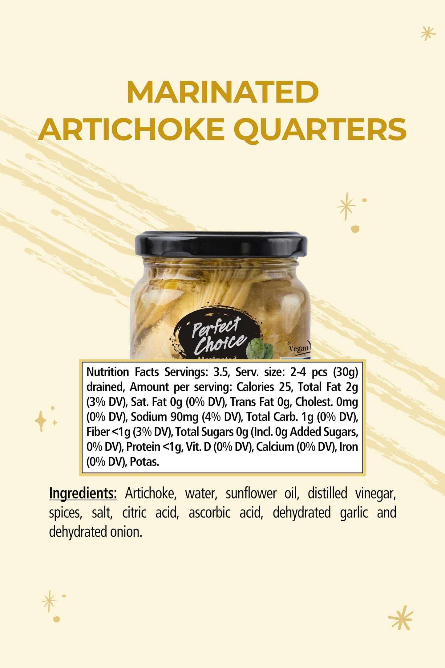 Perfect Choice Artichoke Quarters - Marinated for Salads & Pizzas - 6.5 oz (Pack of 3)