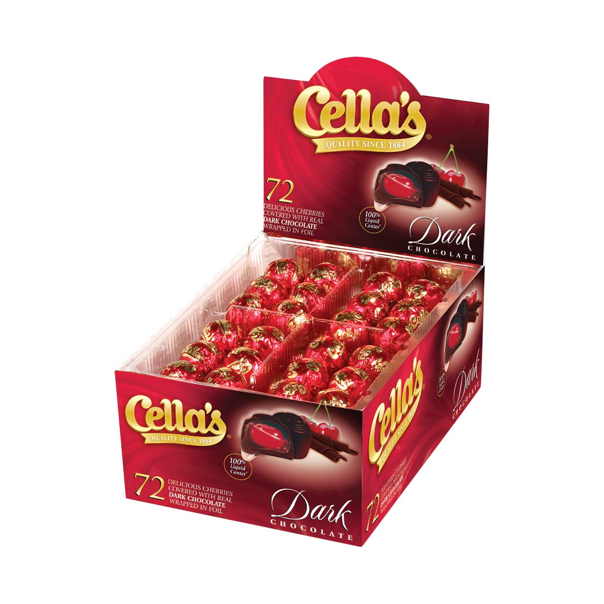 Cella'S Dark Chocolate Covered Cherries - Premium Cherry Cordial Candies - Individually Wrapped With Display Box (72-Count Box -