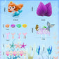 Lukinuo Mermaid Cake Toppers 24Pcs Little Mermaid Figurine Under The Sea Cake Topper Seaweed Palm Leaves Bubble Starfish Shell M