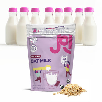 Instant Organic Oat Milk Powder Pouch by JOI - Makes 8 Quarts - Vegan, Kosher, Shelf-Stable, and Gluten-Free - Use for Coffee Cr