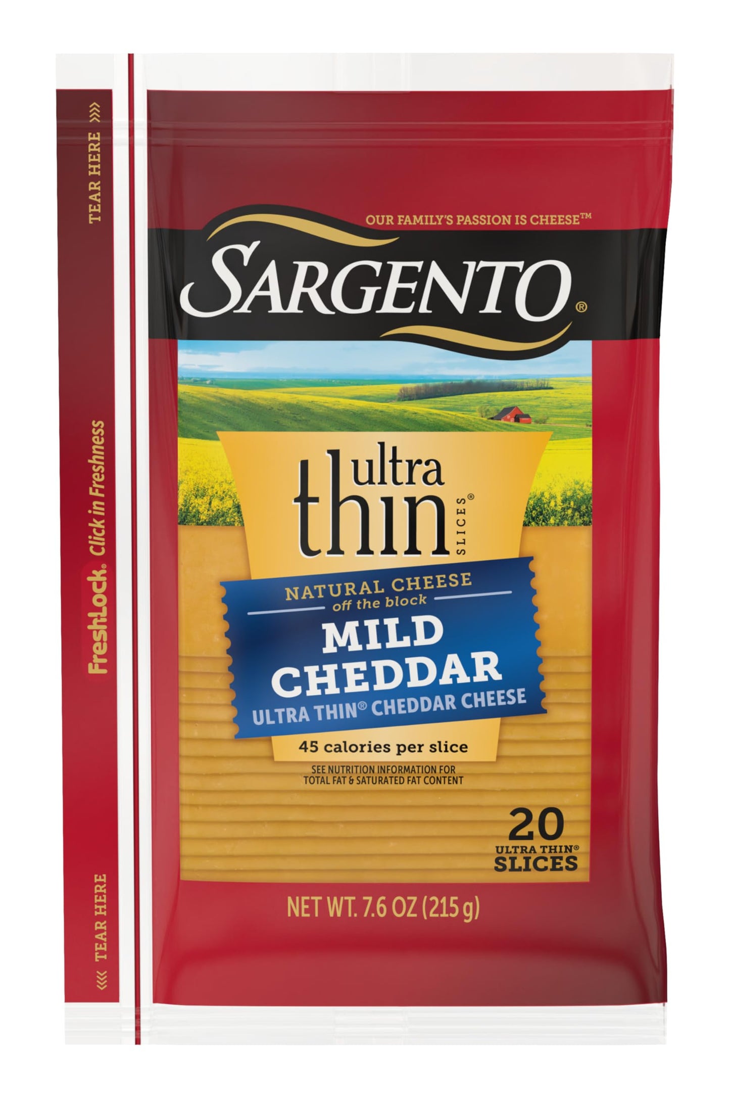Sargento Ultra Thin Natural Mild Cheddar Cheese Slices, 20 Slices