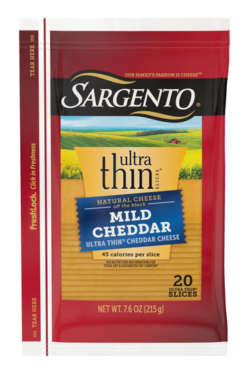 Sargento Ultra Thin Natural Mild Cheddar Cheese Slices, 20 Slices