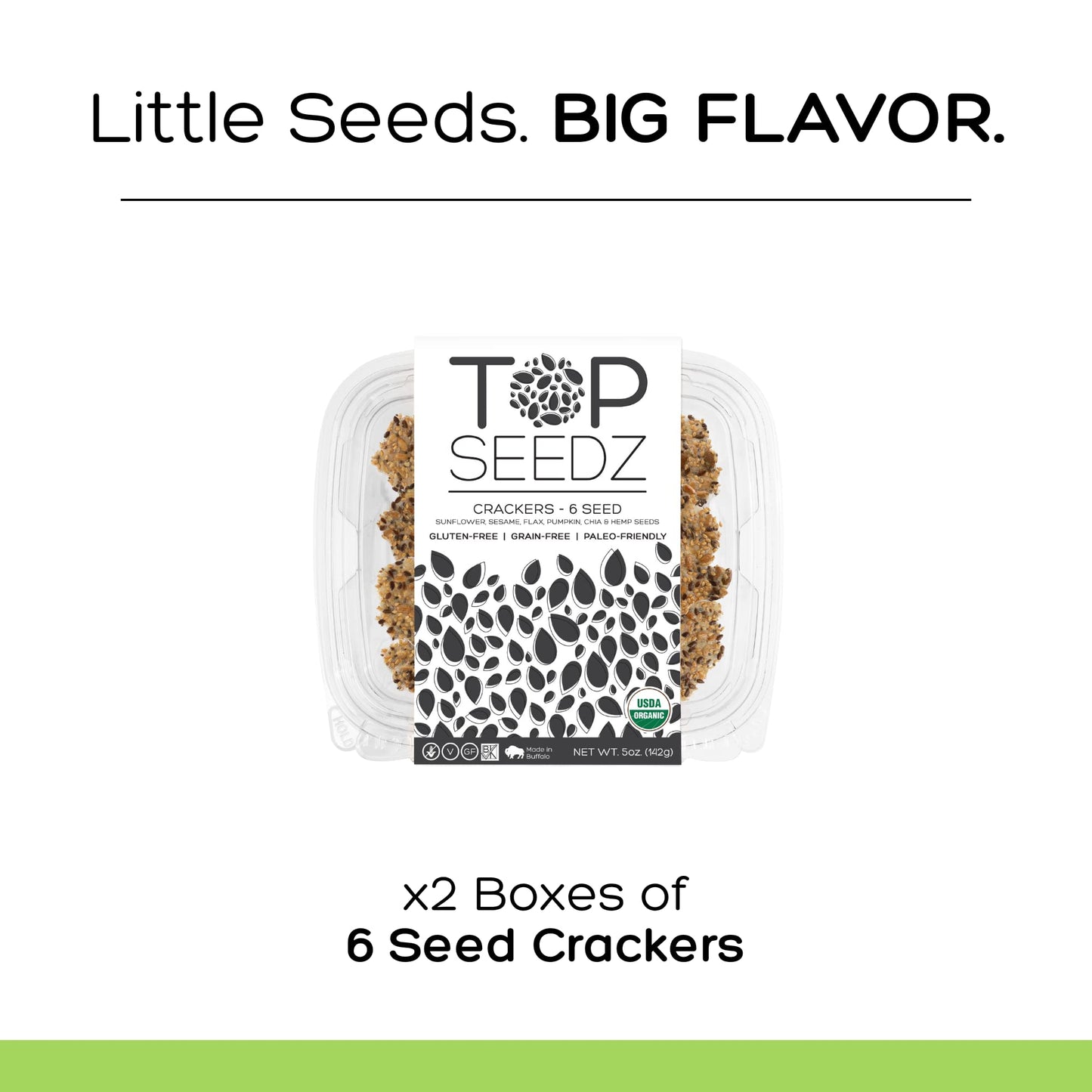 Top Seedz Organic Gluten Free 6 Seed  ers, 2-Pack, 5 Ounces, Healthy Vegan Snack
