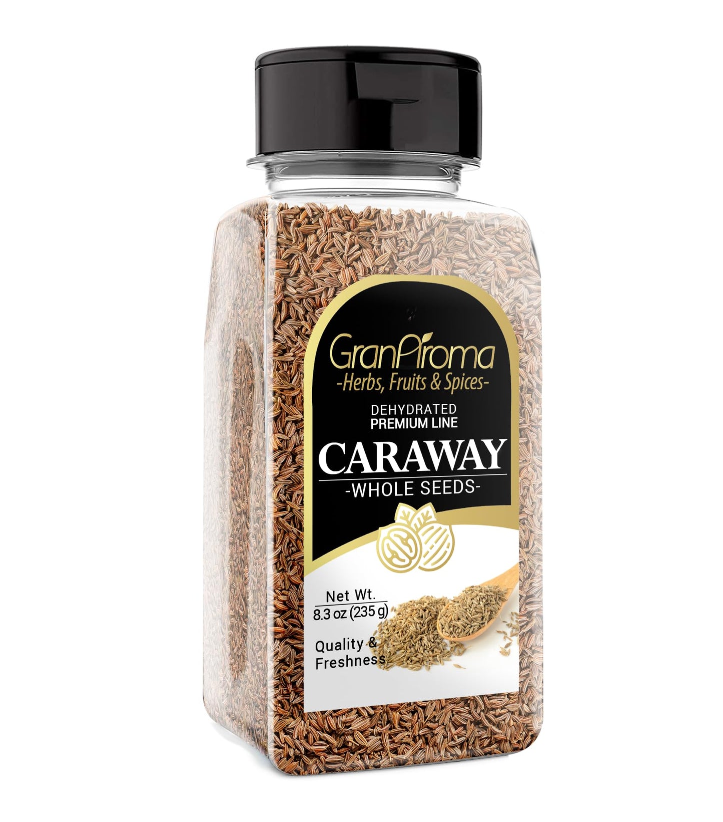 GranAroma 8.3 oz Caraway Seeds, Rich & Nutty, Mild Anise Flavor
