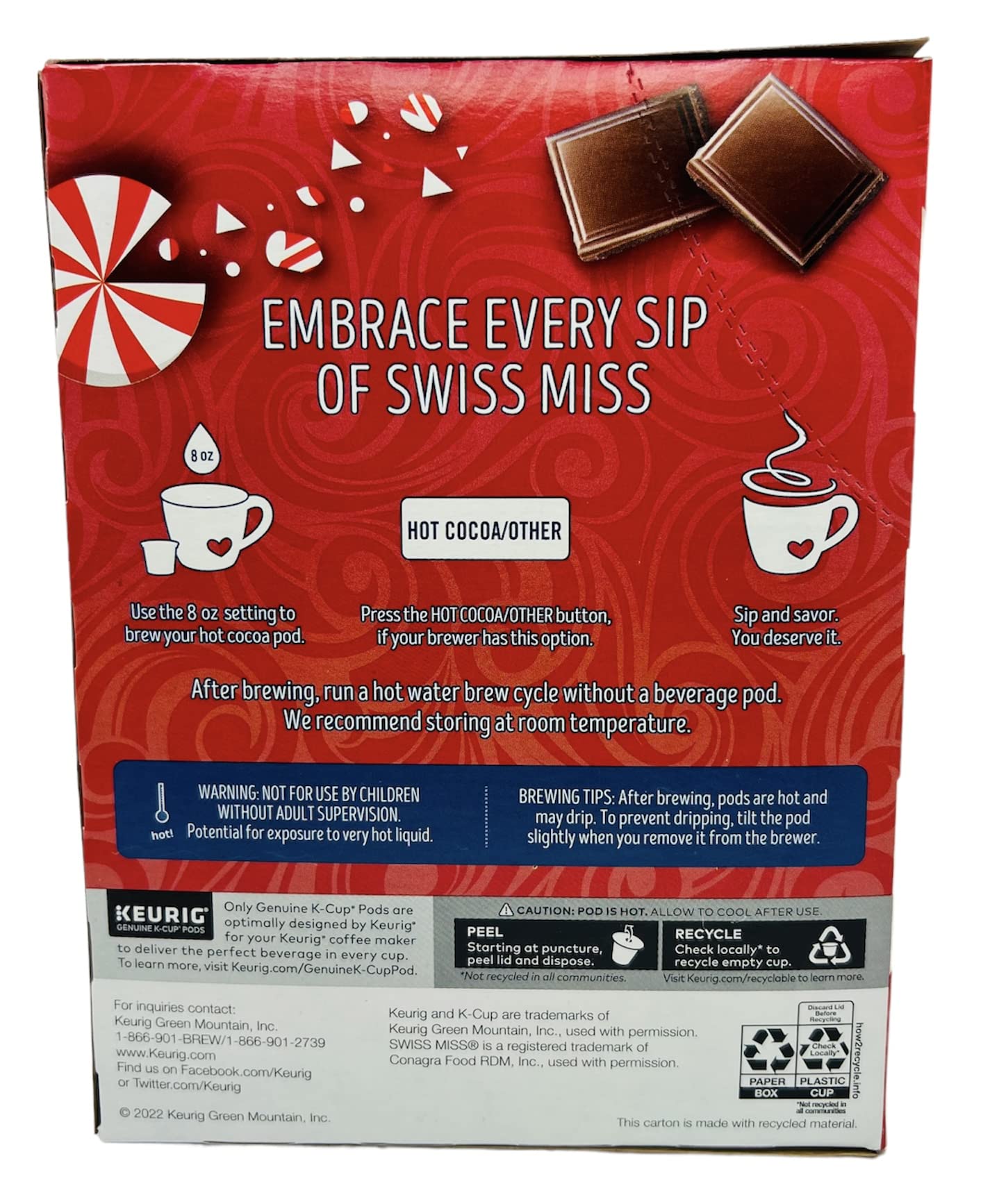 Swiss Miss Peppermint Hot Cocoa Single Serve Keurig K-Cup Pods (22 Count)
