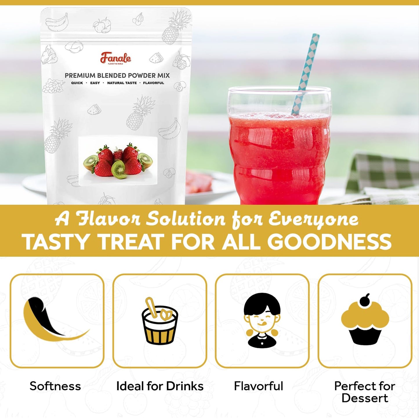 Fanale Premium Watermelon Bubble Tea Flavoring Powder | Perfect For Baking, Smoothies, Desserts And Drinks | Instant Flavoring P