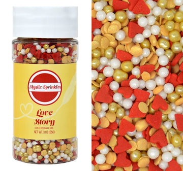 Mystic Sprinkles Valentine's Day Sprinkle Mixes (Love Story In Gold 3.5oz)