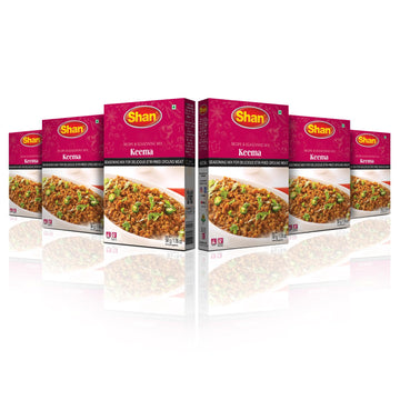 Shan - Keema Masala Seasoning Mix (50g) - Spice Packets for Delicious Stir-Fried Ground Meat (Pack of 6)