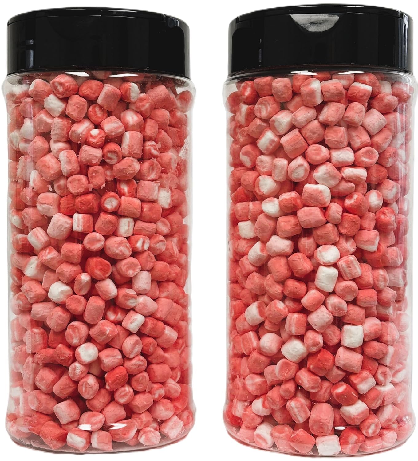 Sarahs Candy Factory Dehydrated Peppermint Marshmallow Bits, 2.7 Oz (2 Pack), Reusable Jar, Large, Peppermint Color