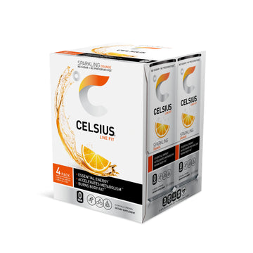 CELSIUS Sparkling Orange, Functional Essential Energy Drink 12 Fl Oz (Pack of 24)