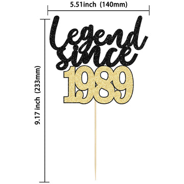 Gyufise 1Pcs Legend Since 1989 Cake Topper Glitter Thirty Five Happy 35Th Birthday Cake Pick Cheers To 35 Years Cake Decoration