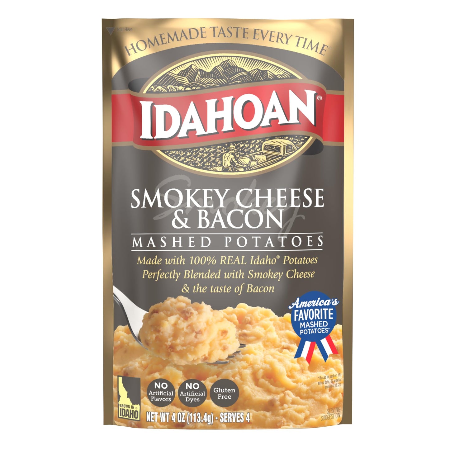 Idahoan Smokey Cheese & Bacon Mashed Potatoes, 4 oz (Pack of 12)