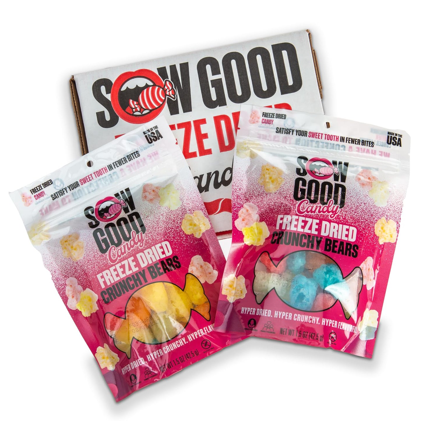 SOW GOOD Freeze Dried Candy Crunchy Bears 2 Pack - Ideal for Snacking & Parties