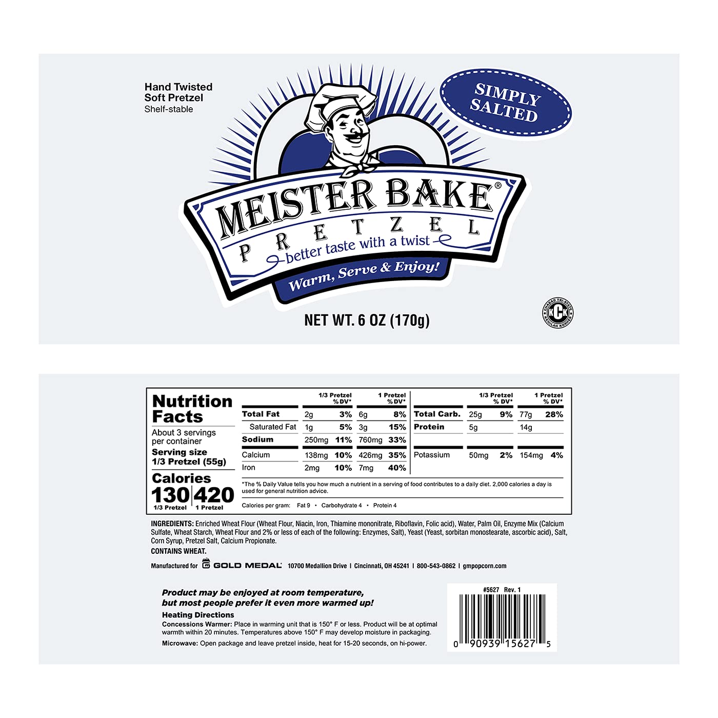 Meister Bake Salted Pretzels, 6 oz. (Case of 48)