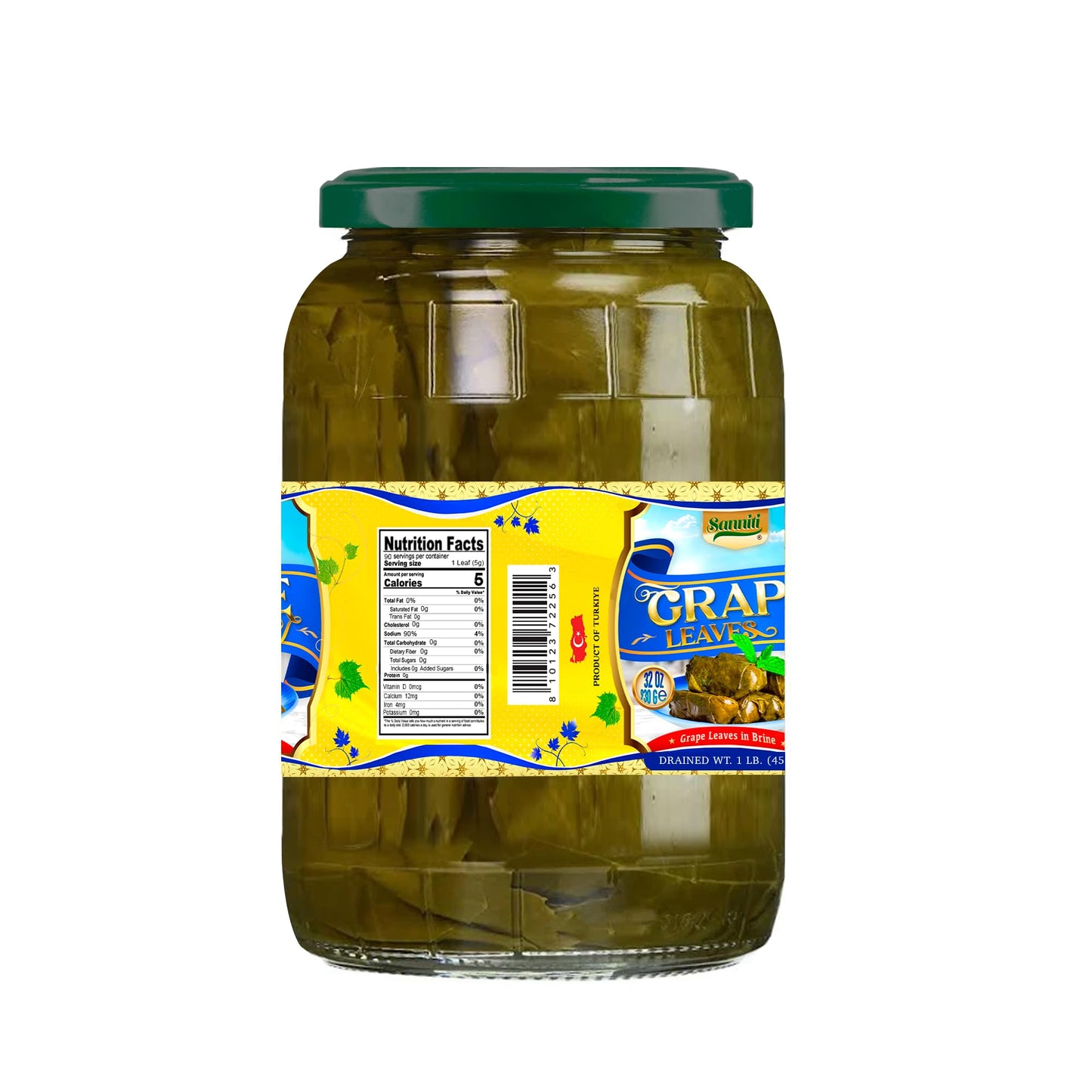 Sanniti Grape Leaves In Brine | Net Weight 32 Oz | Drained Weight 1 Lbs (Pack Of 2)