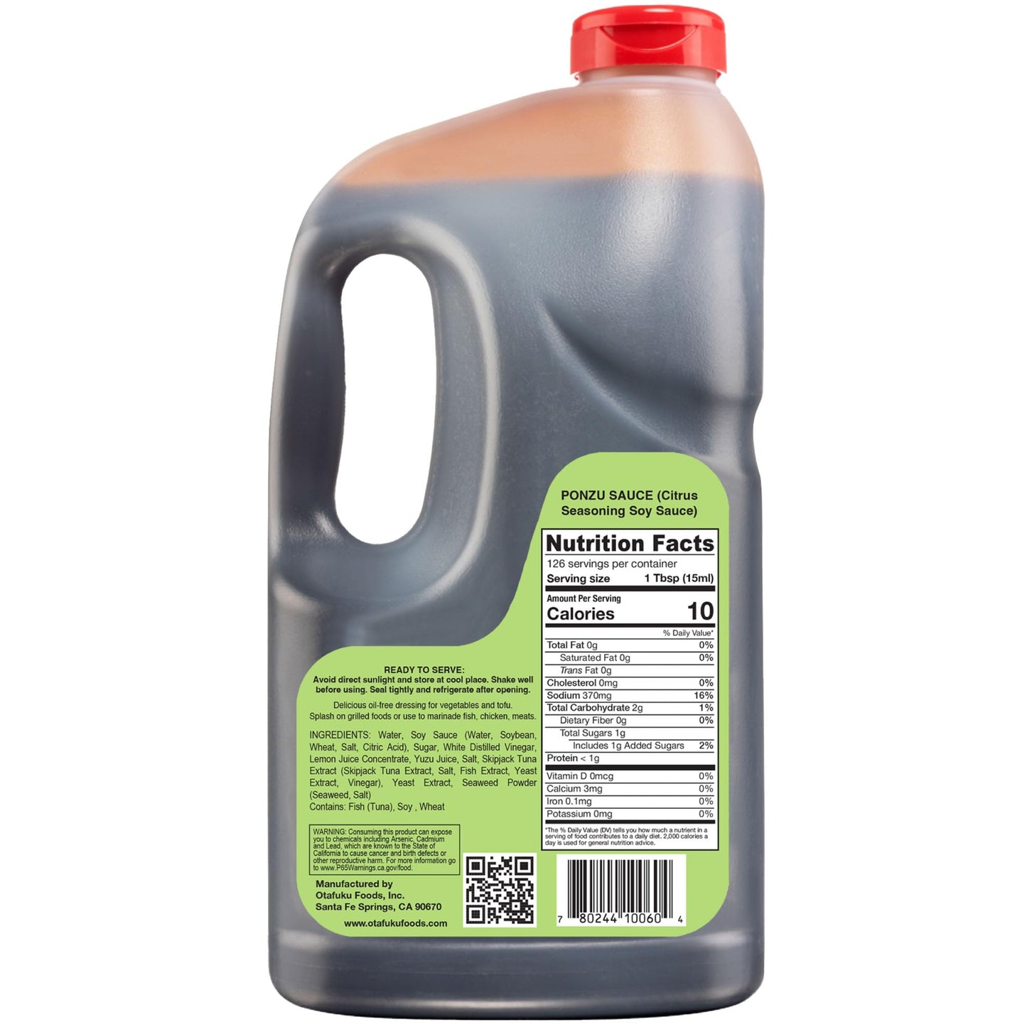 Otafuku Ponzu Soy Sauce Yuzu Lemon Flavor, Restaurant Size 1/2 Gallon
