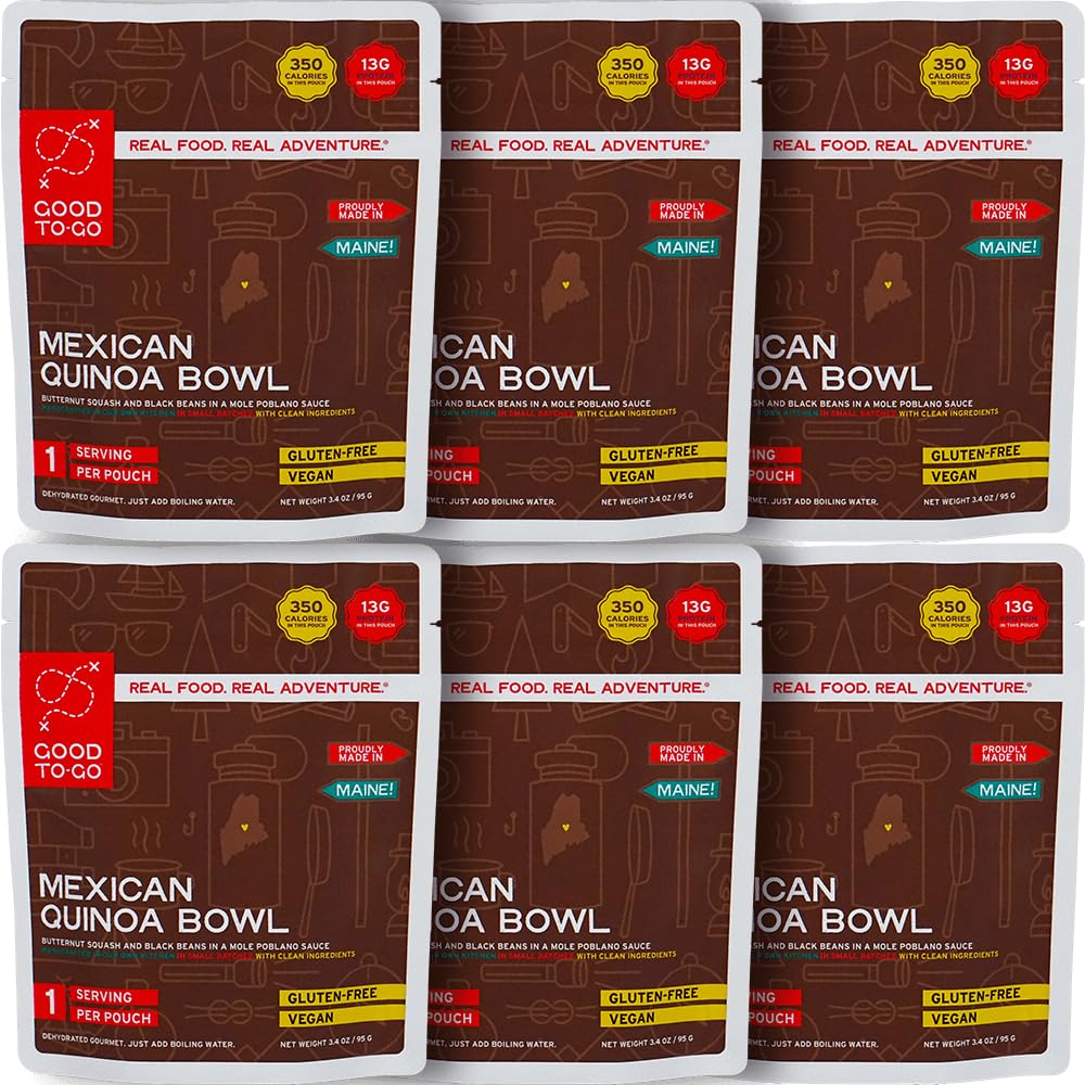 GOOD TO-GO Mexican Quinoa Bowl (6-Pack of Single Servings) | Camping & Backpacking Food | Just Add Water Backpacking Meals | Goo