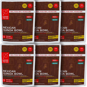 GOOD TO-GO Mexican Quinoa Bowl (6-Pack of Single Servings) | Camping & Backpacking Food | Just Add Water Backpacking Meals | Goo