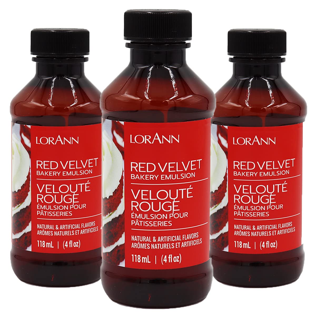 Lorann Red Velvet Bakery Emulsion, 4 Ounce Bottle - 3 Pack