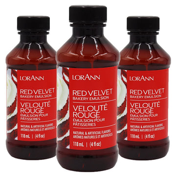 Lorann Red Velvet Bakery Emulsion, 4 Ounce Bottle - 3 Pack