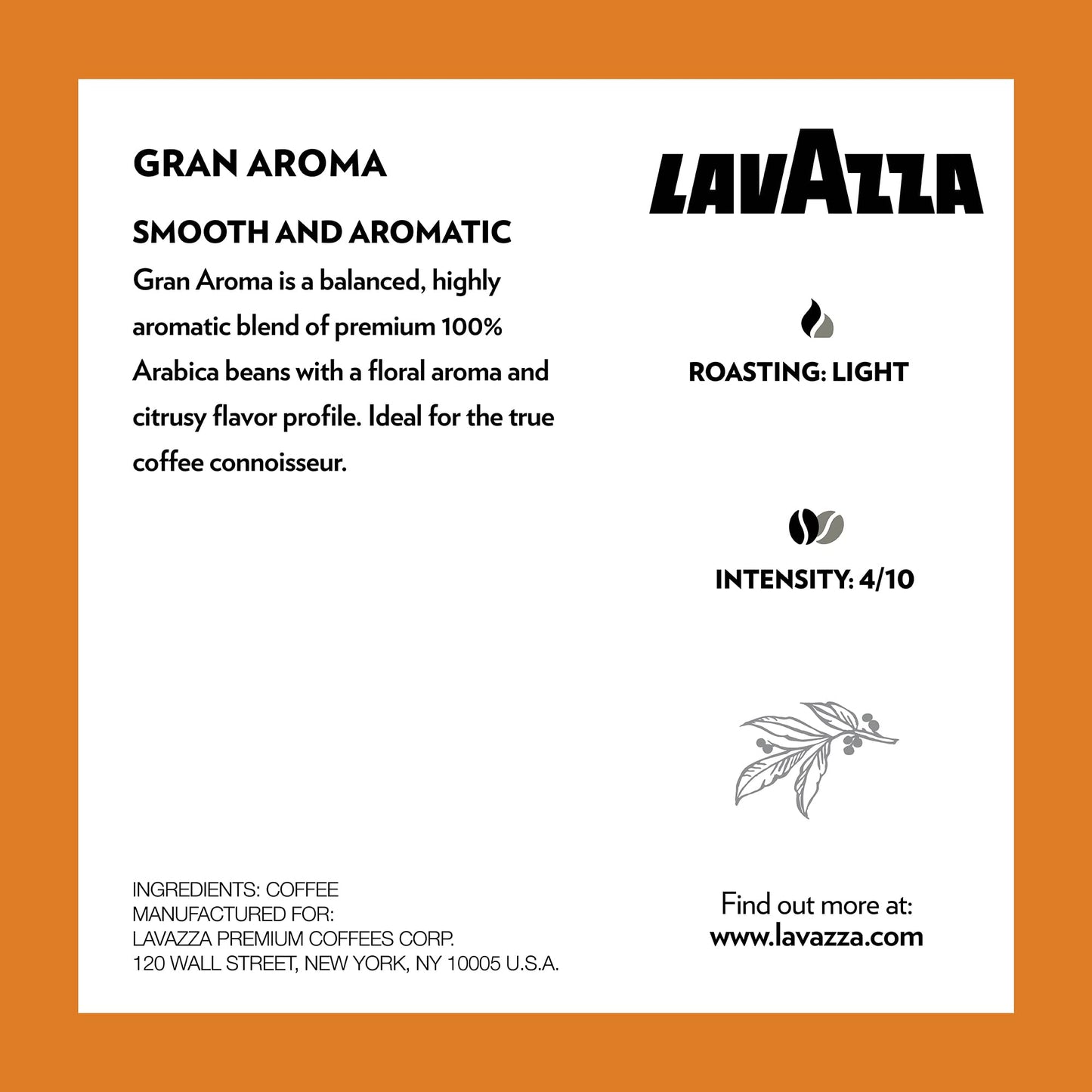 Lavazza Gran Aroma K-Cups for Keurig, Light Roast, 44 compact pieces, 100% Arabica, 22 Count (Pack of 2)