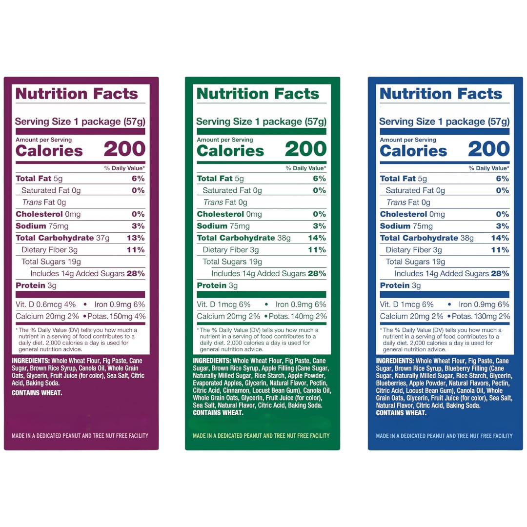 Whole Wheat Fig Bars 5 Flavor Variety Pack  Healthy Breakfast Fig Bars Variety Pack - 2 oz Bars 18 Pack