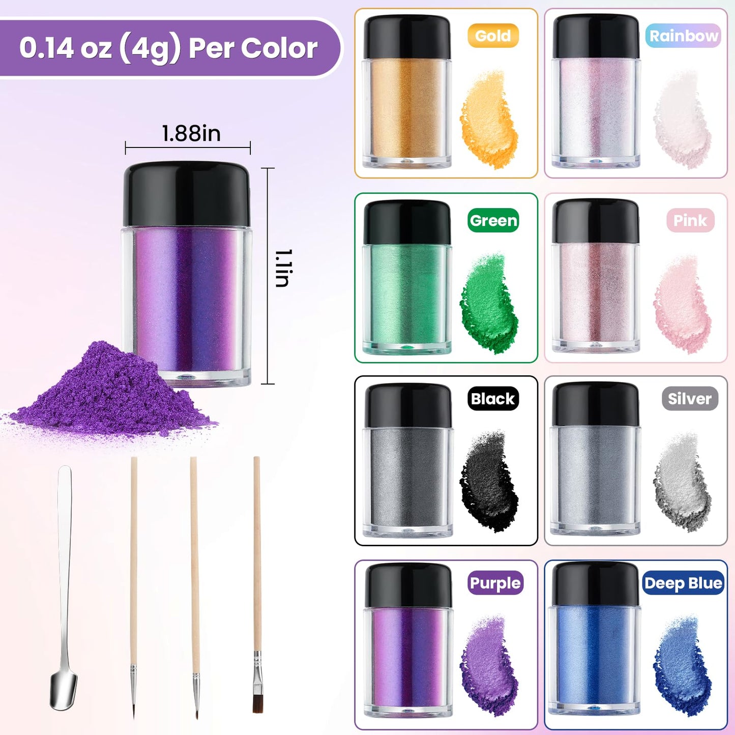Edible Glitter Set - 8 Colors X 4G Food Grade Edible Glitter For Cocktails,Luster Dust Edible For Drinks, Cake, Fondant, Strawbe