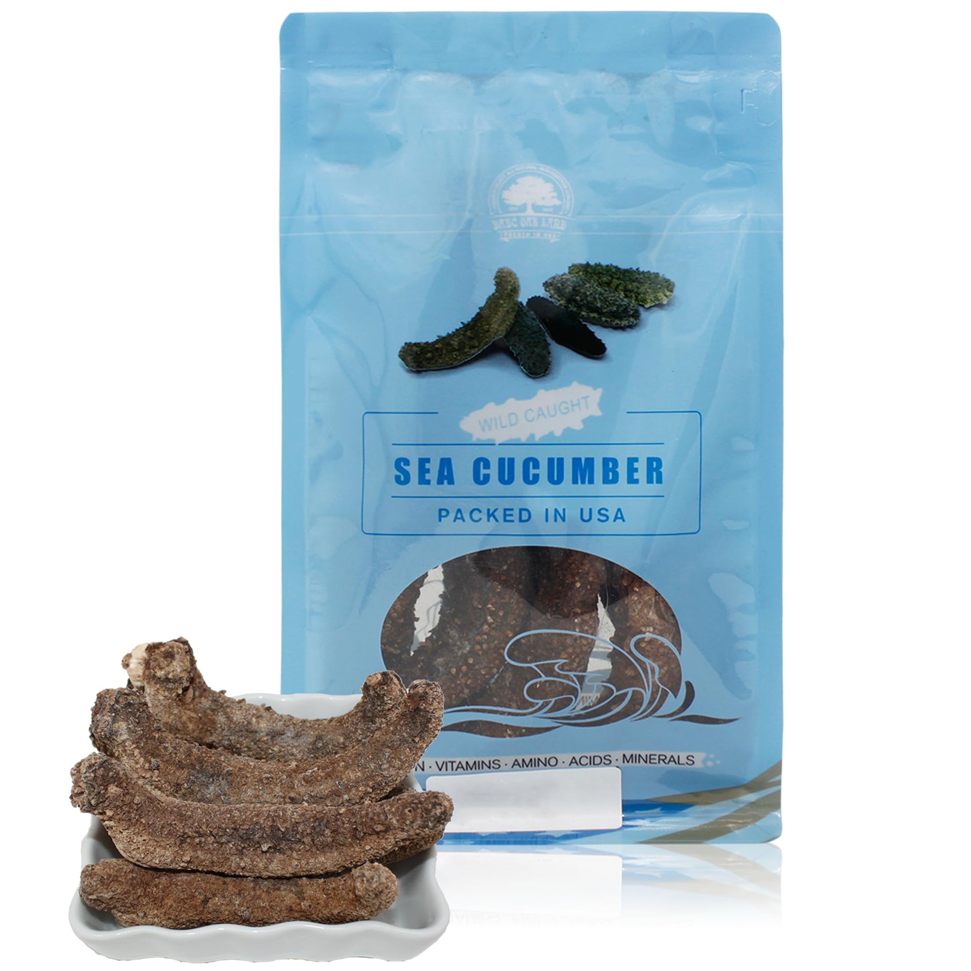 Dabc Oak Land Alaska Red Sea Cucumber -25-35Pcs 6-8 Years Natural Sun Dried Sea Cucumber Grade Aaaa Nutritious Rich In Protein, Vitamins And Minerals Medium-Gift Bag-1 Pound