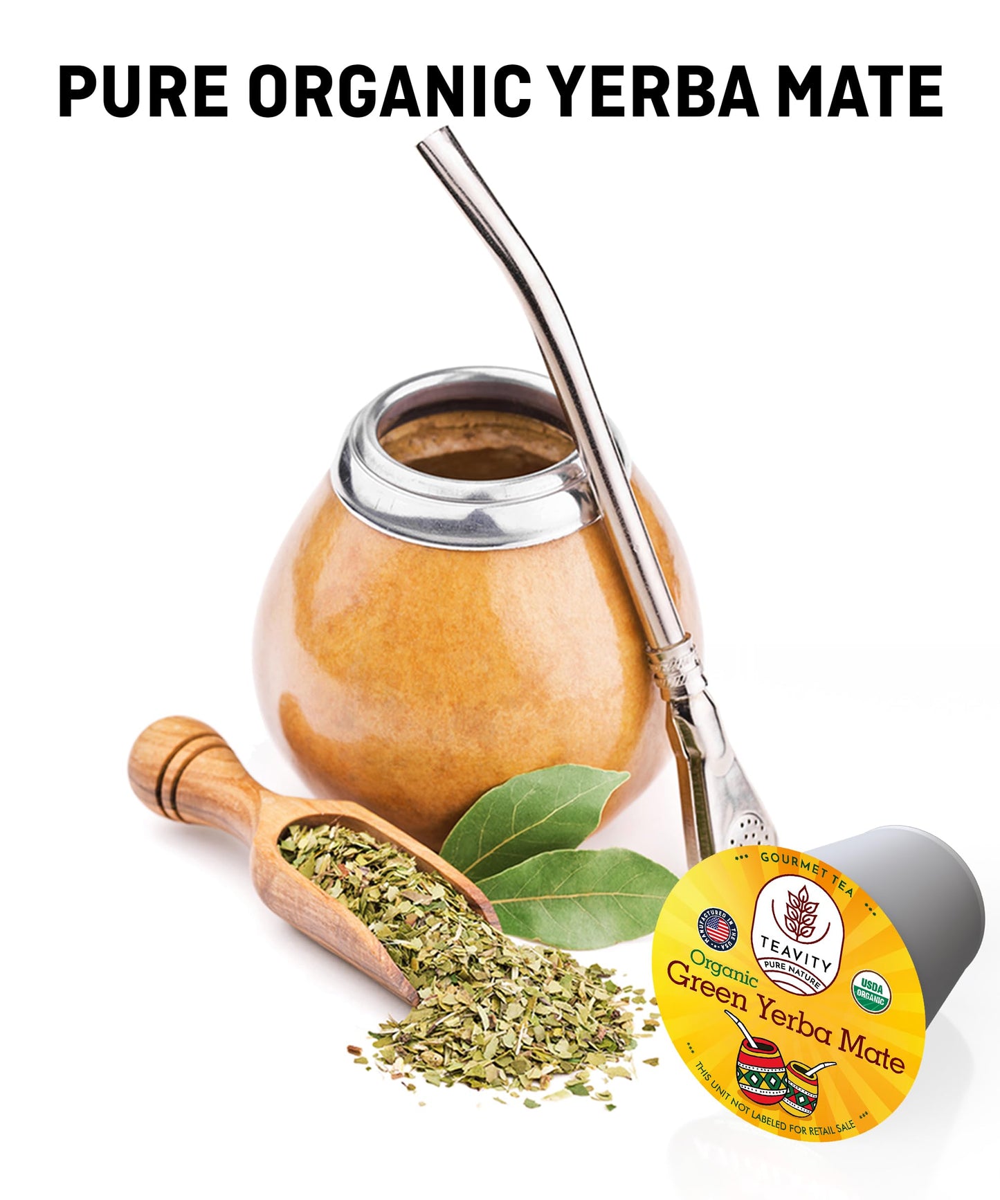 Teavity Organic Yerba Mate Tea Pods for Keurig - Green, Unsmoked - 12 Count