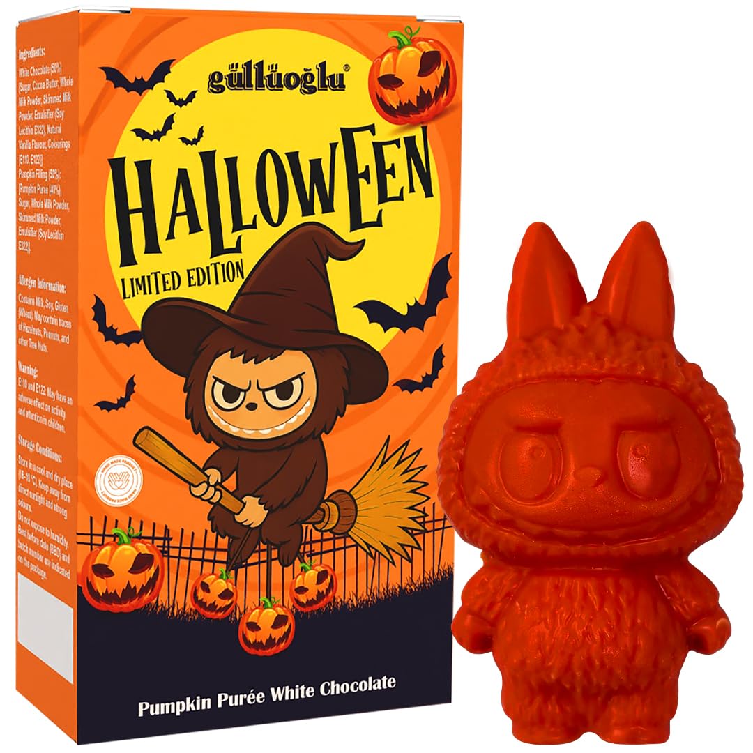 Labudabu Halloween Chocolate Pumpkin Candy – Belgian Chocolate Gourmet Bar 40G With Pumpkin Purée Filling – Trick Or Treat Party Favor & Gift Box For Kids And Mature-Themeds,Thanksgiving, Christmas