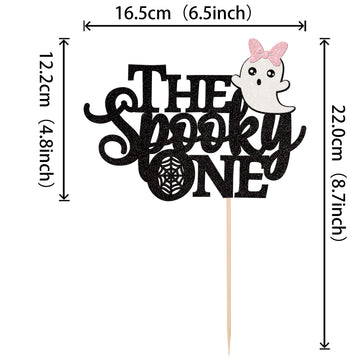 1 Pcs The Spooky One Cake Topper Glitter Baby Ghost Halloween 1St Birthday Cake Pick Baby Shower Cake Decoration For Halloween O