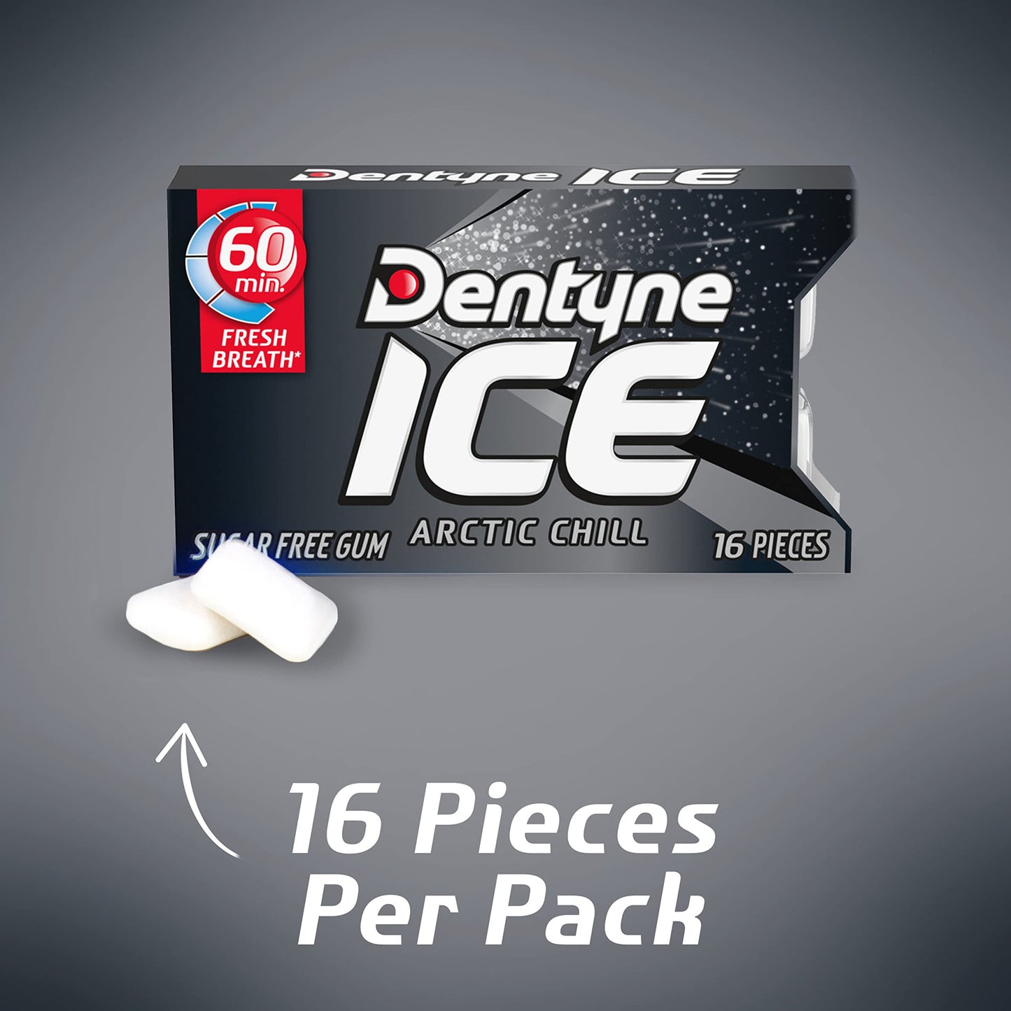 Dentyne Ice Arctic Chill Sugar Free Gum, 16 Count (Pack Of 9) (144 Total Pieces)