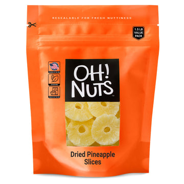 Dried Pineapple | 1.5 LB - Dried Fruit Rings | Less Sugar Added | Dehydrated Fruit Bites | Packed in New York Zip-Seal Bag for E