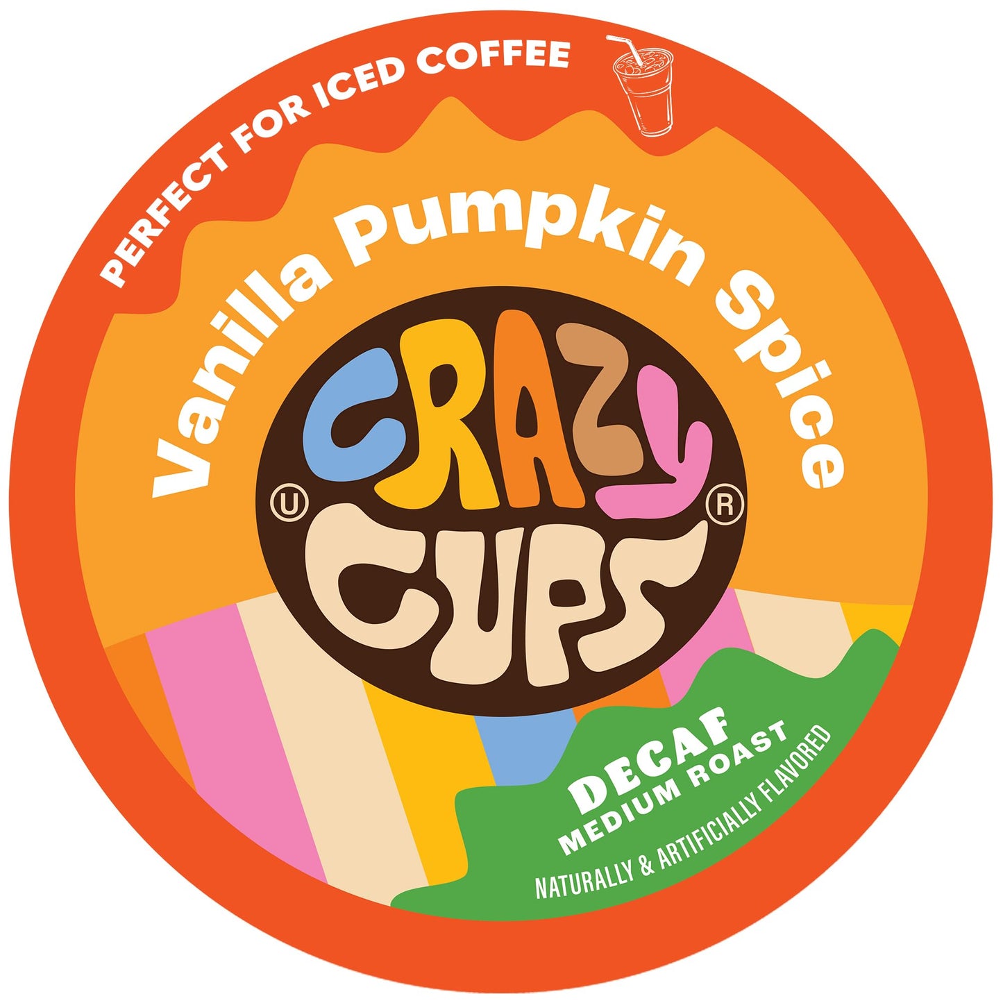 Crazy Cups Decaf Flavored Vanilla Pumpkin Spice Coffee Pods, Medium Roast, Single Serve for Keurig, 22 Count