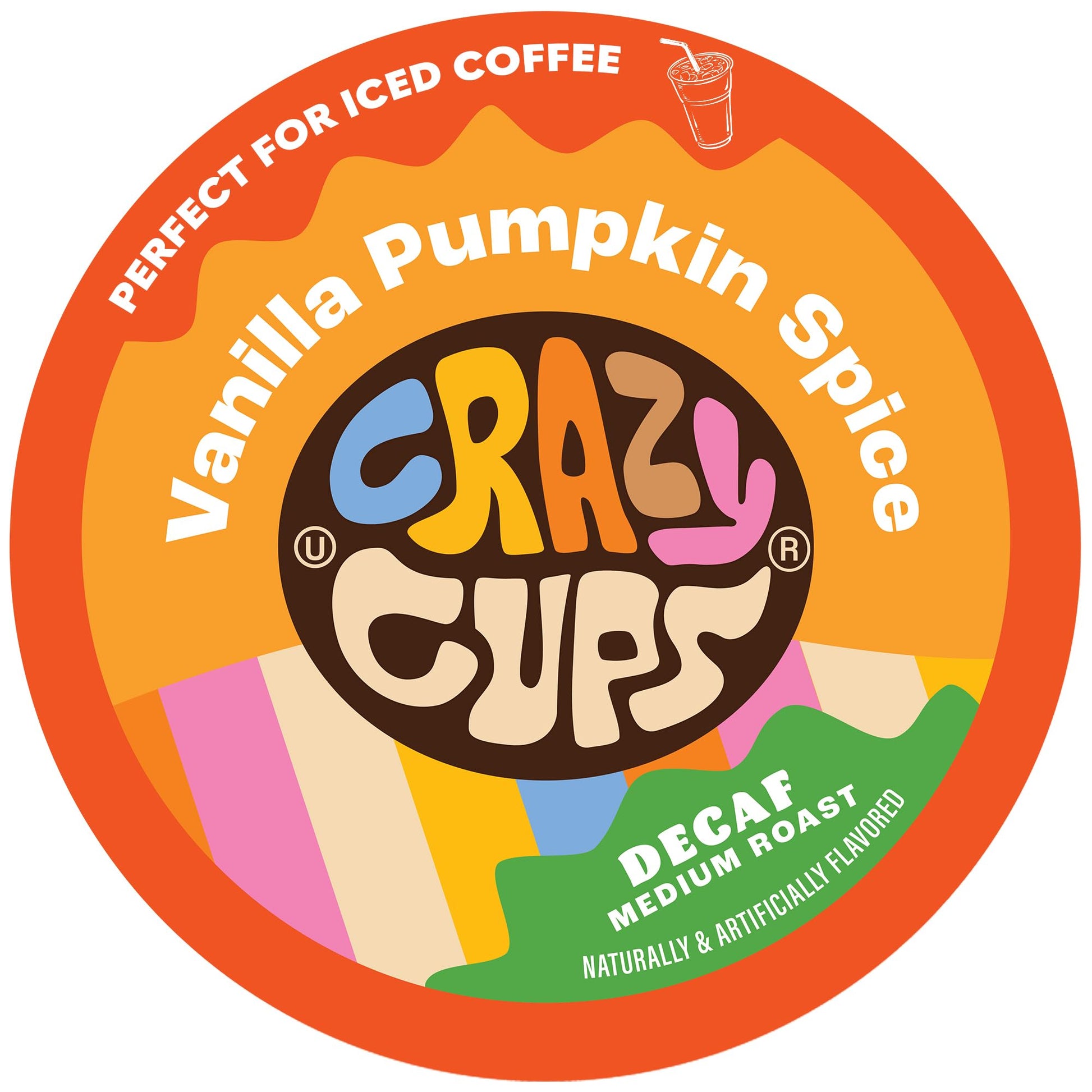 Crazy Cups Decaf Flavored Vanilla Pumpkin Spice Coffee Pods, Medium Roast, Single Serve for Keurig, 22 Count