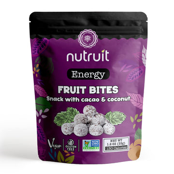 Nutruit Fruit Bites With Cacao & Coconut (Pack of 20) Healthy Fruit Snack, No Added Sugar, Gourmet, Vegan, Gluten Free, Non GMO,