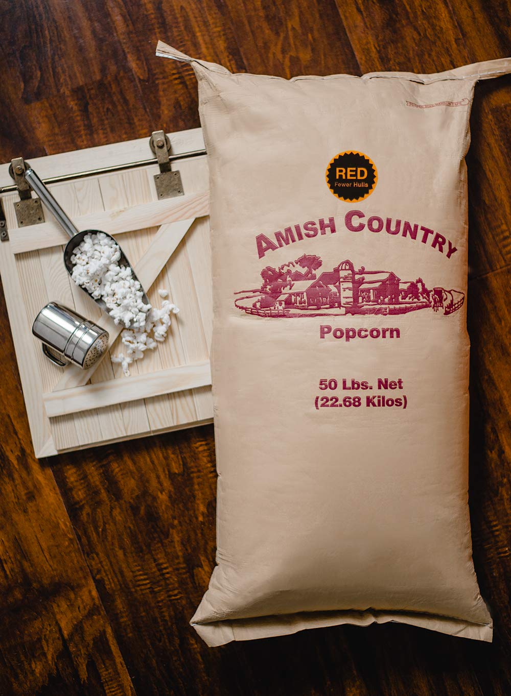 Amish Country Popcorn | 50 Lbs Bag Red Kernels | Old Fashioned, Non-Gmo And Gluten Free (50Lbs Bag)