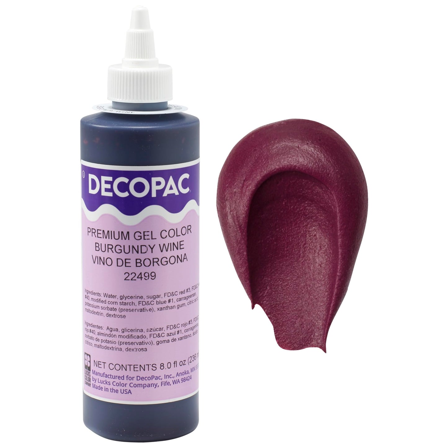 DecoPac Premium Gel Food Coloring | Burgundy Food Coloring For Baking | 8oz | Color Buttercream, Fondant, Frosting & Piping Gel,