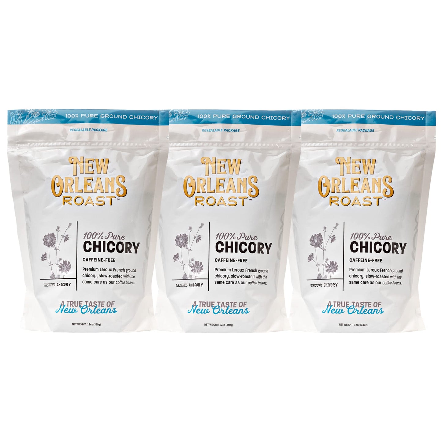 New Orleans Roast French Chicory Coffee Alternative - 12oz (Pack of 3) - Acid Free, Caffeine Free, Dark Roast, Keto, Kosher
