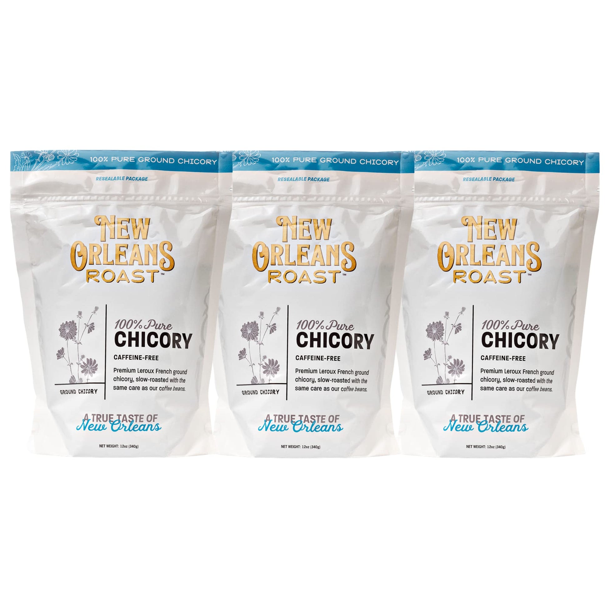 New Orleans Roast French Chicory Coffee Alternative - 12oz (Pack of 3) - Acid Free, Caffeine Free, Dark Roast, Keto, Kosher