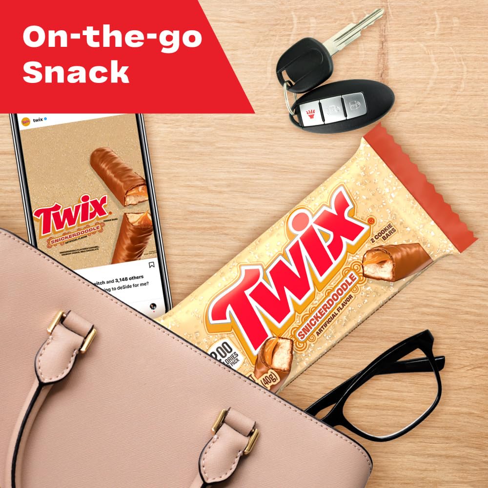 TWIX Snickerdoodle CookieChocolate Candy Bars  Nostalgic Cookie Cinnamon Caramel  Shortbread Cookie Milk Chocolate Bars  1.4 Oz (Pack of 20); Individually Wrapped Snacks