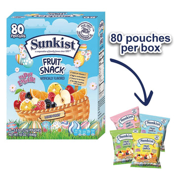 Assorted Easter Mixed Fruit Snacks - Bulk Variety Pack (80 Count) - Soft & Chewy Fruit Bites - 100% Vitamin C - No High Fructose